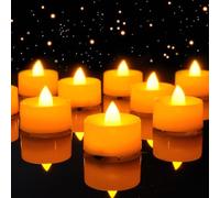AMAGIC 24 Pack Orange Colour Holiday Flicker Bright LED Tea Lights, Electric, Battery Operated for Halloween, Thanksgiving Day