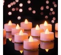 AMAGIC 24 Pack Pink Colour Holiday Flicker Bright LED Tea Lights, Electric, Battery Operated for Table Centrepieces, Living Room Decortion, Wedding, Romantic
