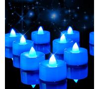 Amagic Blue LED Tea Lights Candles, 24 Pack Battery Operated Flameless, Long Lasting Colored Tealights for Halloween, Party, Wedding Table Decor