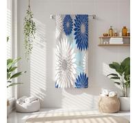 Amagical 1Pc Floral Pattern with Blue White and Gray Tones Bathroom Hand Towel Bath Towel, Microfiber Polyester Towel, Home Decorative Kitchen Towels, Quick Dry and Absorbent (1Pc Towel (32"x63"))