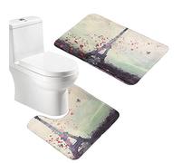 Amagical Eiffel Tower French Paris 2 Piece Bathroom Mat Set Bath Pad Mat Rug Flannel Soft Washable