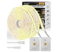 Amagle 2 Pack COB Led Strip Light 4M, Motion Sensor LED Lights Indoor for Bedroom, 5000mAh Battery USB Under Cabinet Kitchen Cupboard LEDs Light Strips, Dimmable Wardrobe Stair Mirror Stick On Lights