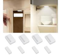 Amagle 4 Pack Door Open Sensor Cupboard Lights Battery Operated, Stick On Wardrobe Light Indoor, Mini LED Chest of Drawers Cabinet Light, Small Battery Powered Lights for Cupboard Sideboard Dresser