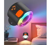 Amagle LED Wall Mounted Lights, 3000mAh Rechargeable Wall Sconces Lamp with Bluetooth Speaker, Dimmable Magnetic 360° Rotation Cordless Wall Light for Bedroom Bedside, White Light RGB Music Sync Modes