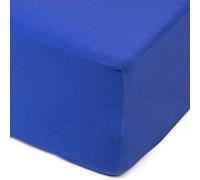 Amago - Fitted Sheet, 50 cm Pocket, 100 Percent Cotton, 180 x 200 cm - Blue