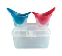 Amagogo 2 Pieces Eye Wash Cups Eye Cleaning Cups Tool Leakproof Soft with Storage Container Rinse Cup Kit Measuring Cup for Makeup, Red and Blue