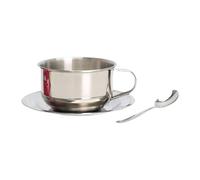 Amagogo 200ml Stainless Steel Cup Set with Spoon and Saucer for Home and Cafe, 3Pcs
