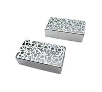 Amagogo 2Pcs Guitar Pickup Covers DIY Heavy Duty Professional Engraved Pickup Covers with 50mm/52mm Post Spacing Easy to Install, Silver Carving