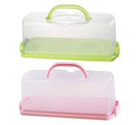 Amagogo 2x Rectangular Bread Boxes, Plastic Cake Storage Box with Clear Lid, Portable Bread Carrier with Handle, Lockable Food Container,Versatile for DIY Baking, Banana Breads