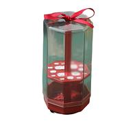 Amagogo 360 Rotating Makeup Brush Holder Organizer with Cover 16 Holes Dustproof Cosmetics Brush Container for Dresser Vanity Bathroom Desktop, Red