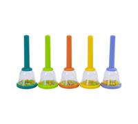 Amagogo 5Pcs Kids Hand Bell Sand Toy Colorful Hand Percussion Bells Sand Shakers Rattle Noisemaker for Holiday Chorus Party Supplies