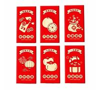 Amagogo 6 Pieces Chinese New Year Red Envelopes Lucky Money Envelope 2024 Dragon Hongbao Hong Bao for Spring Festival Birthday, Style C
