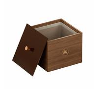 Amagogo Acrylic Trash Can Waste Basket Bin With Lid Desktop Trash Container Square Removable Inner Bucket Odor Control Suitable for bedside office bedroom vanity workspace 16x16x13cm