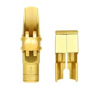 Amagogo Alto Sax Brass Mouthpiece with Cap Sax Ligatures Fastener Lightweight Portable for Teachers, 5C