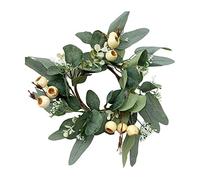 Amagogo Artificial Eucalyptus Leaves Candles Wreaths, Greenery Candle Wreath, Simulation Wreaths Pillar Candle Holder Candle Rings, for Bar Decor, C