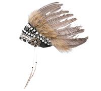 Amagogo Artificial Feather Headdress Decor American Chief Indian Hat for Xmas Carnival, Black