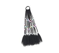 Amagogo Braiding Hair Extensions Ponytail Extension Portable 30cm Long Styling Fashion DIY Twist Braids Braiding Black Hair for Kids, 1B with beans