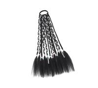Amagogo Braiding Hair Extensions Ponytail Extension Portable 30cm Long Styling Fashion DIY Twist Braids Braiding Black Hair for Kids, 1B with Silver Line