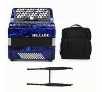 Amagogo Button Accordion 62 Key 60 Bass Portable Instrument With Backpack And Straps Wood Frame And Expressive Response Suitable for practice rehearsals stage playing