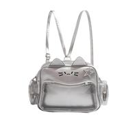Amagogo Cat Ita Bag Pin Display Backpack for Birthday Cosplay Party Favor Anime Figure, Silver