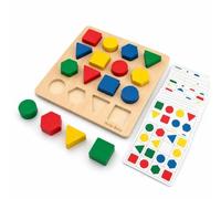 Amagogo Children Arithmetic Game Wooden Geometry Board Shape Sorting Puzzle Matching Blocks Educational Toy Material Wood Paper Suitable for math enrichment early learning stations quiet play at home