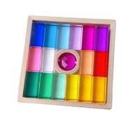Amagogo Children Building Blocks Wooden Stacking Toy Acrylic Block Set Puzzle Rainbow Translucent Pieces Central Round Insert suitable for preschool learning