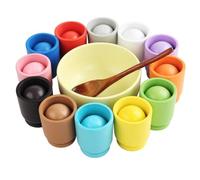 Amagogo Children Color Matching Wooden Cup Ball Sorting Set Educational Color Recognition Sorting Game Fine Motor Skill Practice Suitable for Kindergarten Preschool Classroom