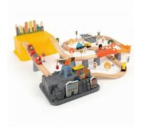 Amagogo Children Electric Train Toy With Interlocking Curved Straight Rails And Raised Bridge For Imaginative City Construction Suitable For Preschoolers
