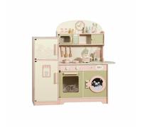 Amagogo Children Kitchen Playthin Wooden Play Kitchen Set Pretend Cooking Toy Kitchen With Fridge Oven Doors Knobs And Shelves For Role Play Learning Motor