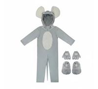 Amagogo Children Role Costume Cosplay Jumpsuit Outfit With Oversized Ears Long Tail Paw Accents Polyester For School Events Stage Acts Christmas Shows Themed Parties, Gray, XL