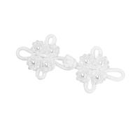 Amagogo Chinese Knots Frog Button Sewing Fastener Accessories Decorative DIY with Bead for Coats Cardigan Costumes Pants Dress, White