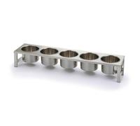 Amagogo Condiment Station Stainless Steel Dispenser Organizer Rack With Two Round Cups And Spoons Angled Design For Visibility And Four Leg Support suitable, style to 1
