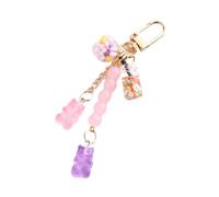 Amagogo Cute Resin Bear Keychain Bear Key Chain Portable Key Holder Lovely Gift Accessories Candy Pendant for Tote Bag, Purse Handbag, Purple Pink