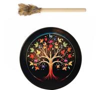 Amagogo Decorative Drum Frame Drum Hand Drum Moon Drum Wall Art With Sacred Tree Artwork Plywood Polyester Suitable for parties performances ceremonies home decoration, Colorful Leaf