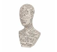 Amagogo Display Mannequin Head Fiberglass Bust Stand Shop Window Sculpture Presentation Model Lightweight Display for Retail Stores Photography Home Arrangements , English Newspaper Linen