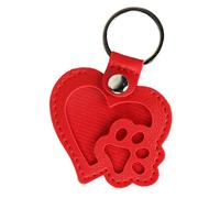 Amagogo Dog Cat Paw Shaped Keychain Pet Hair Keyring PU Portable Pet Memorial Gift Backpack Charm Decorative Cute Dog Hair Collector, red