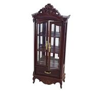 Amagogo Dollhouse Simulation Wine Cabinet Model for Dolls Scene Fairy Garden Decor Furniture Can Be Open, Double Light Brown