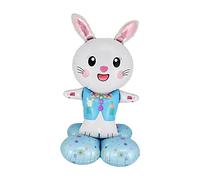 Amagogo Easter Inflatable Bunny Inflatable Rabbit Blow up Easter Bunny Party Decoration Reusable Aluminum Film Balloons for Family Yard Lawn Garden Holiday Party Decor, Blue A
