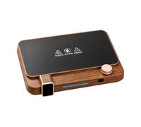 Amagogo Electric Warming Mat with Control Knob Auto Shut-off Anti-Scald Cup and Bowl Warmer for Bedside Table, Home Kitchen, Wood Grain