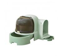 Amagogo Enclosed Cat Toilet Covered Dome Litter Tray Drawer Litter Pan With Side Passage And Front Door Compact Body And Tidy Layout That Reduces Tracking, Green, Astral Tunnel Cat Litter Box