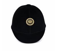 Amagogo Equestrian Headgear Classic Riding Helmet With Back Dial Velvet Layer Reinforced Rounded Dome Secure Chin Strap TPE Body suitable for daily training, Black, Gold Round Crown