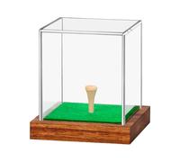 Amagogo Golf Ball Display Box with Tee Transparent Showcase Golf Protection Cover with Wooden Base for Souvenir Small Toys Baseball