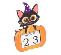 Amagogo Halloween Wooden Sign Desktop Ornament Calendar Halloween Decoration for Festival Bedroom Home Office Table, Black Cat