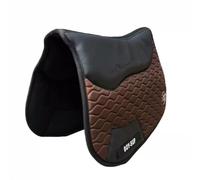 Amagogo Horse Saddle Pad English Contoured Endurance Pad Cushioning Support Quilted Pattern Microfiber Leather Control Lining suitable for long rides cross country conditioning , Coffee