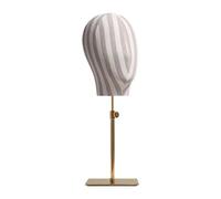 Amagogo Mannequin Head Stand Manikin Head Display Stand Home Decor,Model Holder,Adjustable Height for Scarf Cap,Hair,Wear Resistant, Stripe Gold