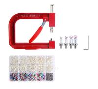 Amagogo Manual Bead Machine Bead Setter Hand Press Fastener Press Embellishing Tool Pearling Tool with Interchangeable Heads Iron Body Suitable for Apparel Repair Costume Making Craft Benches, Red