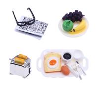 Amagogo Miniature Kitchen Scene Dollhouse Breakfast Set Accessories Props With Authentic Glossy Finish And Printed Newspaper For Realistic Staging Suitable