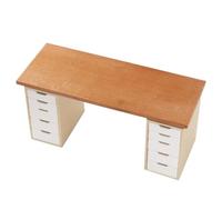 Amagogo Miniature Office Cabinet With Executive Workstation Look And Clean Modern Aesthetic For Dollhouse Study Corners And, Beige Desk With Cherry Wood Top, Miniature Office Desk