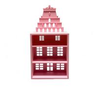 Amagogo Miniature Scene Prop Display Shelf Organizer Cabinet Rack Shaped Like A Chapel With Stepped Roofline And In PLA Suitable for dollhouse scenes village, Pink