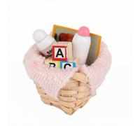 Amagogo Miniature Scene Set Hand-Finished Woven Bamboo Miniature Basket Decorative BJD Display Accessory for Diorama Makers